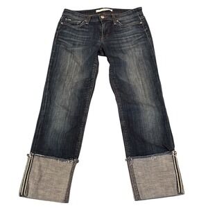 Joes Jeans Dark Wash Cropped Straight Leg Cuffed Frayed Hem Sz 26 Y2K Inspired